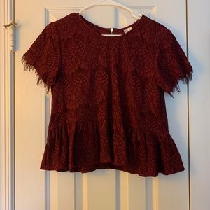 Burgundy crop blouse